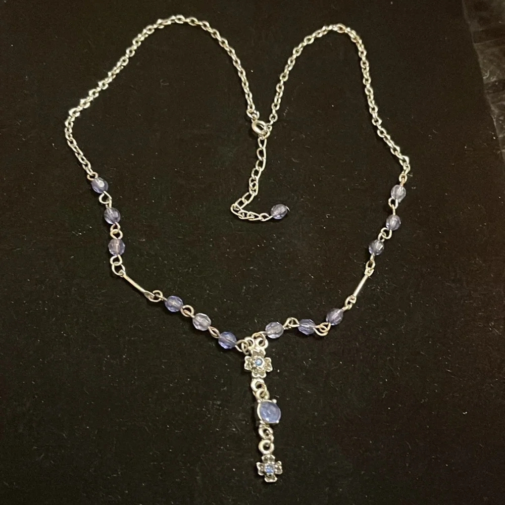 Blue and Silver Beaded Necklace